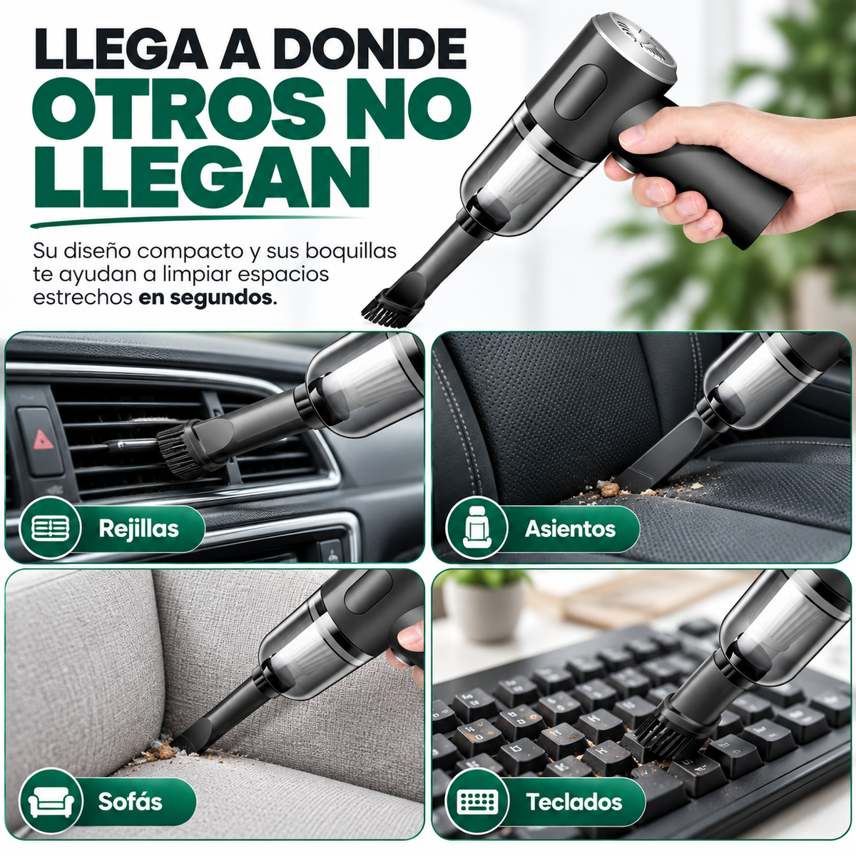 Aspiradora de Mano 3 en 1 Recargable y Portátil