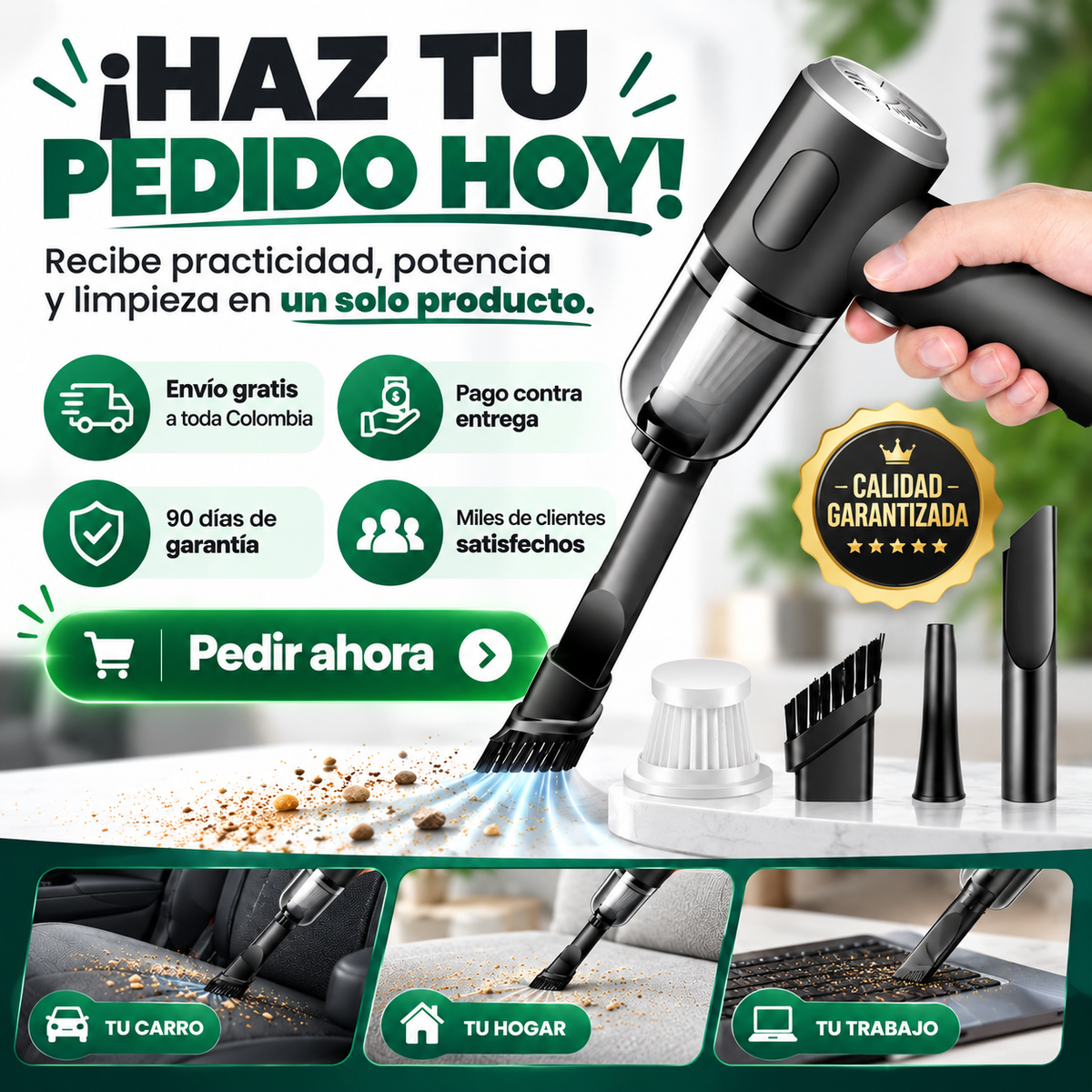 Aspiradora de Mano 3 en 1 Recargable y Portátil